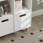 Qaba 3 Tier Kids Bookshelf with Two Drawers, for Bedroom, Kids Room - White-Colour: White
