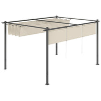 Outsunny Retractable Pergola Canopy with Roller Shade - 10' x 12' - Beige-This pergola features a retractable canopy with UPF30+ magnetic pad, blocking UV rays effectively 