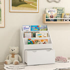 Qaba Kids Bookshelf with 3 Tier Display Shelves, Drawer for Nursery - White-Anti-tip device and smooth surfaces enhance child safety
