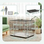 PawHut 30" L Folding Metal Dog Kennel with 2 Doors, Tray and Cushion - Black-Washable soft cushion for added comfort 