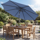 Outsunny Market Patio Umbrella with Base and Sandbag - 10' x 10' - Blue-Dual-way tilt provides consistent shade as the sun shifts