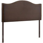 Modway Curl Nailhead Upholstered Queen Headboard - Dark Brown-Contemporary headboard