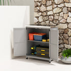 Outsunny Garden Storage Cabinet with Metal Tabletop & Shelf - Grey-Varnished solid wood with foot caps resists corrosion
