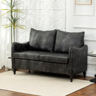 HOMCOM 55" Loveseat Sofa with Solid Wood Legs - Grey-Crafted with easy-to-clean PU leather and high-resilience sponge for lasting durability