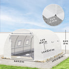 Outsunny Walk-in Tunnel Greenhouse with 2 Support Rods - 13' x 9.8' x 6.6' - White- Mesh door and windows offer excellent cross-ventilation and unwanted guests protection
 