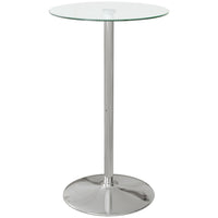 HOMCOM Round Bar Table for 2, Easy Assembly for Home Bar Cocktail Bistro - Clear-Modern design with sleek lines and smooth tabletop