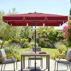 Outsunny Adjustable-Tilt Patio Umbrella - 6.5'x4' - Red-Rust free aluminum pole with 4 "U" shape rib frame to support a large polyester canopy