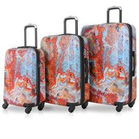 TUCCI Italy Turkish Marble 3-Piece Hardside Luggage Set-Complete Luggage Set - 20" carry-on, 24" medium, and 28" large suitcases for any trip duration