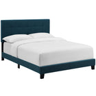 Modway - Amira Tissu rembourré Lit King, Azure-Tête de lit capitonnée à boutons rembourrés