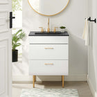 Modway Daybreak 24" Bathroom Vanity - White/Black-BATHROOM STORAGE - Organize bathroom essentials and keep counter space clean with this vanity. With a special design to accommodate for plumbing, the spacious bottom drawers offers ample storage space