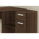 Monarch Specialties 7348 46" Computer Desk - Dark Walnut/Storage Cabinet-Desktop is divided into 2 segments: a main worksurface and a smaller, slightly lower surface on top of the storage unit