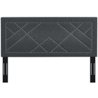 Modway Reese Nailhead Upholstered Linen Fabric Full/Queen Headboard - Grey-Fiberboard and Plywood Frame