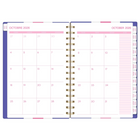 HilroyMahjong 15-Month Weekly Monthly Small Planner - 6-3/8" H x 6-1/4" W - Purple - Bilingual-One month per 2 page spread has unruled daily blocks for open planning