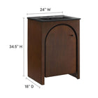 Modway Appia 24" Bathroom Vanity - Walnut/Black-Plumbing Cut-Out