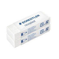 Staedtler Rasoplast Eraser - White - 2 Pack-White eraser, Block style