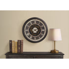 Monarch Specialties Clocks 23" Round Wall Clock - Brown -The thick, brown plastic frame and easy to read roman numeric display under a glass surface, offers modern quartz movement for accurate timekeeping