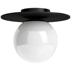 Hudson&Canal Amma 12" Wide Flush Mount with Glass Shade - Blackened Bronze/White-Modern transitional design for your entryway, foyer, or kitchen