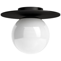 Hudson&Canal Amma 12" Wide Flush Mount with Glass Shade - Blackened Bronze/White-Modern transitional design for your entryway, foyer, or kitchen