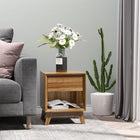 HOMCOM Bedside Table for Bedroom - Walnut-Tabletop and bottom shelf for placing items such as desk lamp, books and so on 