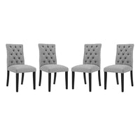 Modway Duchess Fabric Dining Chair - Light Grey - 4 Pack-Dense Foam Padding for Comfort