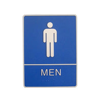 Futech Man with Braille Washroom Sign - Blue - 2 Pack-6"W x 8"H x 1-1/4"D