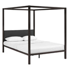 Modway Raina Canopy Queen Bed Frame - Brown Grey-Powder Coated Sturdy Steel Frame