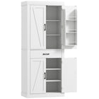 HOMCOM 72" H Kitchen Pantry Cabinet with Barn Doors - White-Features a rustic barn door design, enhancing your home's country charm 