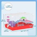 PawHut 18.5'' Hamster Cage with Exercise Wheel and Water Bottle Dishes - Red-You can move the cage easily with handle on the top
