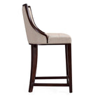 Manhattan Comfort Fifth Avenue 19" Traditional Faux Leather Upholstered Counter Stool - Cream and Dark Walnut - 2 Pack-Seat Height: 26"
