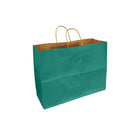Eddie's 100% Recycled Kraft Shopper Paper Bag - 16" L x 6" W x 12" D - Aqua Teal - 100 Pack-16" x 6" x 12"
