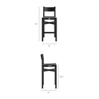 Modway Alvia Oak Wood Bar Stools With Woven Seats - Black - 2 Pack-Woven Paper Rope Seat