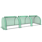 Outsunny 11.5' x 3' x 2.6' PE Mini Tunnel Greenhouse with Steel Frame & Zipped Doors- Backyard greenhouse with high-quality steel tube and PE cover     
 