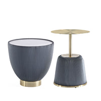 Manhattan Comfort Anderson Modern Leatherette Upholstered End Table - Grey - Set of 2-Modern End Table Set of 2 for Living Room Use