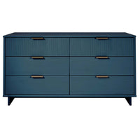 Manhattan Comfort Granville 55.04" Modern Double Wide Dresser - Midnight Blue-Modern- Contemporary with a taste of Glam - Double Wide Dresser for Bedroom Use.