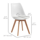 HOMCOM Modern Dining Chairs with PU Leather Cushion & Wood Frame - White - Set of 4-Rubber wood frame with painting finish for a solid and robust structure