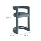 Modway Winslow Performance Velvet Counter Stool - Cadet Blue-Performance Velvet Fabric