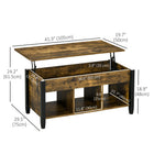 HOMCOM Lift Top Coffee Table with Storage - Rustic Brown-Made of particle board with a melamine surface for enhanced stability and durability