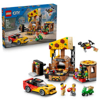 LEGO My City Pizza Delivery Experience with Vehicles-LEGO City pizza restaurant toy with 3 delivery vehicles for ages 6 and up