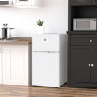 HOMCOM 3.2 cu ft Mini Fridge with Freezer and Reversible Doors - White-5-level adjustable temperature settings controlled by the thermostat knob