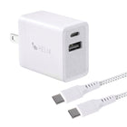 Helix USB-C + USB-A Wall Charger with Cable - 20W - White-20 Watt