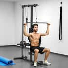 Soozier Lat Pull Down Machine Cable Station with Flip-Up Footplate - Black-Come with adaptors, compatible with both 1" (2.5cm) and 2" (5cm) opening weight plates 