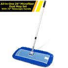 Gritt Commercial All-In-One 24” Microfiber Dust Mop Set with 72" Telescopic Handle-Frame crafted from rust-resistant, black powder-coated metal wire