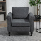 HOMCOM Vintage Accent Chair with Rolled Arms - Rubber Wood Legs for Living Room - Dark Grey-Adjustable foot pads ensure stability on uneven surfaces 
