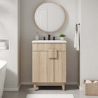 Modway Miles 24" Bathroom Vanity - White/Oak-Plumbing Cut-Out