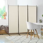 HOMCOM 3 Panel Double Hinged Freestanding Room Divider for Home Office - Beige-Solid colour with simply line for a classic feeling
