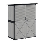 Outsunny Outdoor Wood Garden Storage Cabinet with 2 Shelves - Grey-Varnished solid wood and powder-coated steel frame ensure durability 