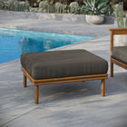 Modway Wren Outdoor Patio Teak Wood Ottoman - Natural/Flint Grey-Removable Cushions
