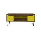 Manhattan Comfort Bradley 62.99" Mid-Century Modern TV Stand - Rustic Brown and Yellow-30 Day Limited Manufacturer's Warranty