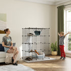 PawHut 4-Tier Cat Enclosure with Hammock, Platforms and Ramps - Black-8 sq.ft. (0.735 m²) activity center provides ample space for play and rest 