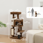 PawHut 41" Cat Tree with Scratching Posts - Cat Bed & Condo - Leopard Print-Particleboard and sisal construction ensures durability
